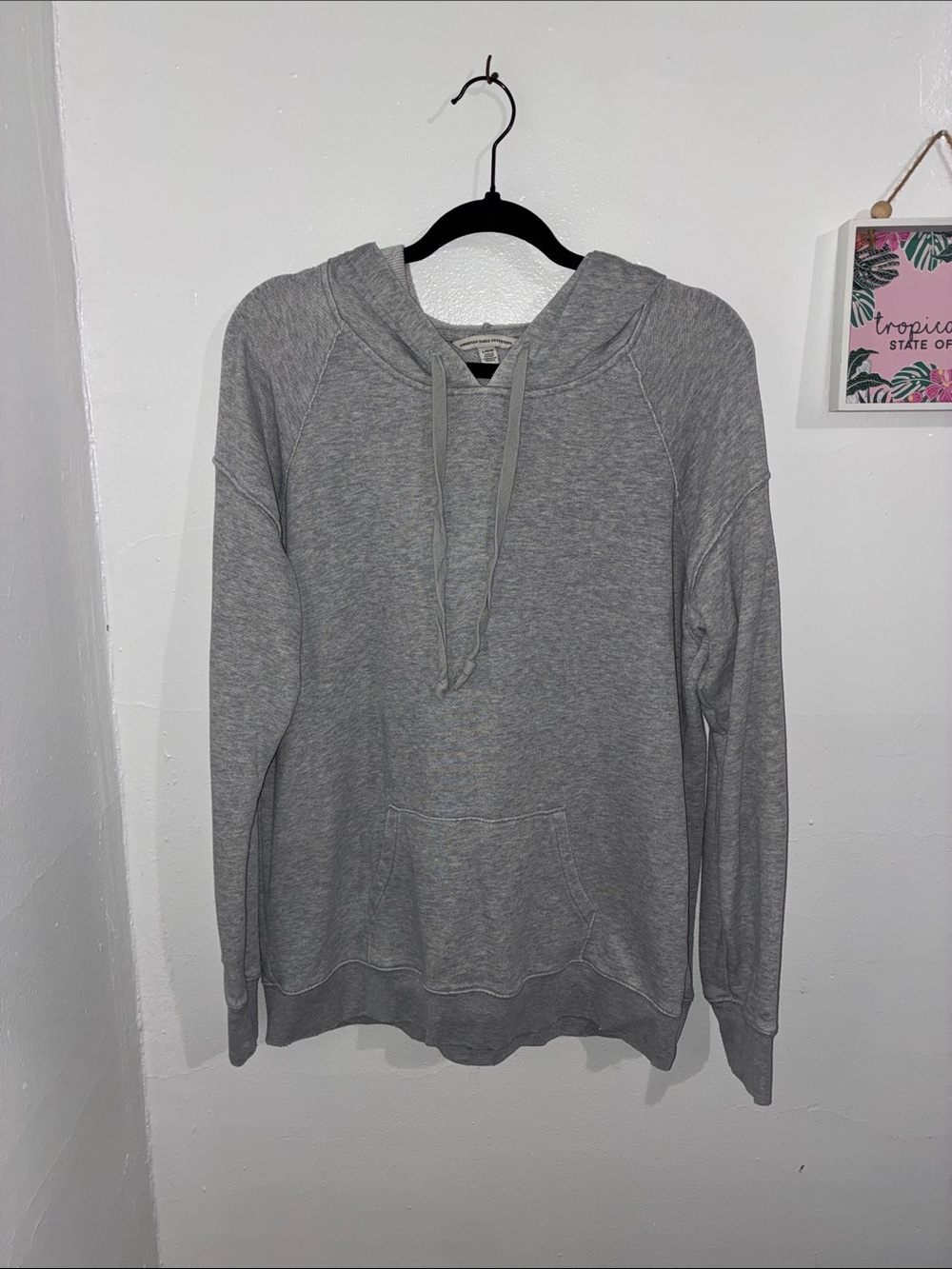 American Eagle Outfitters Men's Light Gray Crewneck Hoodie